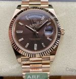 1:1 Clone Rolex Day-date Rose Gold Chocolate Baguette Diamonds 3235 Watch